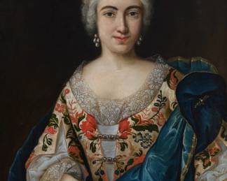 1057 19th Century Continental School Portrait of a woman Oil on canvas Unsigned 31.5" H x 25" W Estimate: $1,000 - $1,500