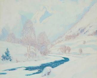 1201 William Henry Singer Jr. (1868-1943) "Morning Mist," 1921 Oil on canvas Signed and dated lower right: W.H. Singer. Jr. / -1921-; titled on a label affixed to the stretcher 33" H x 32.25" W Estimate: $2,000 - $3,000