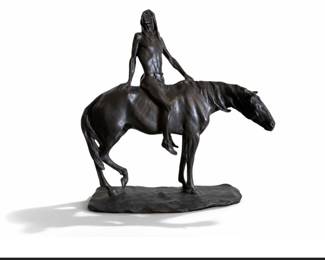 Charles Humphriss (American, 1867-1934) "The Warrior" Native American Horse Equestrian Bronze