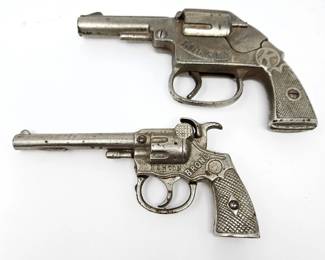 Vintage Kenton Bronc Invincible Toy Cap Guns Cast Metal Pistols Lot of 2 USA