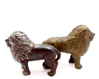 Lot #12 -Pair of Antique Lion Cast Iron Still Banks