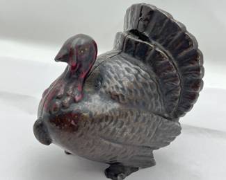 Lot #20 - Unique Cast Iron Still Penny Bank- Turkey Figure