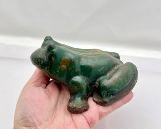 Lot #24 -Large Cast Iron Frog Doorstop or Garden Figure with Original Green Paint
