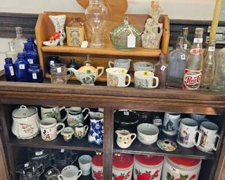 Vintage bottles and glassware