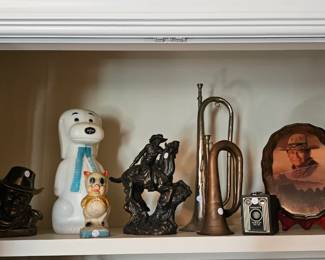 Western statues, musical instruments