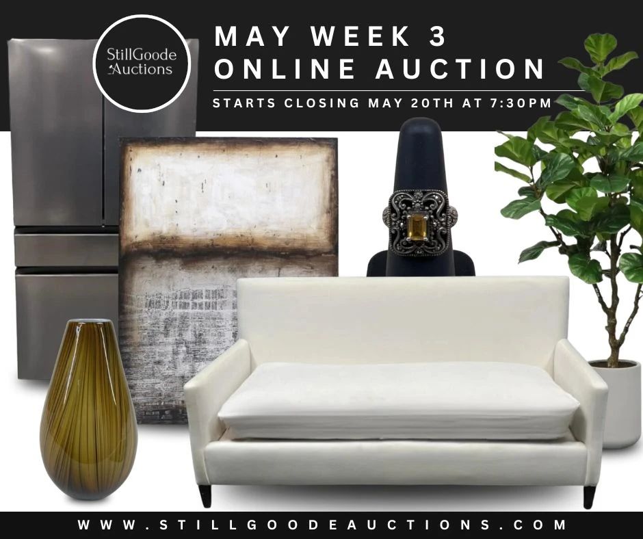 Furniture, antiques, large and small appliances, jewelry, art glass, paintings, rugs, lighting and more