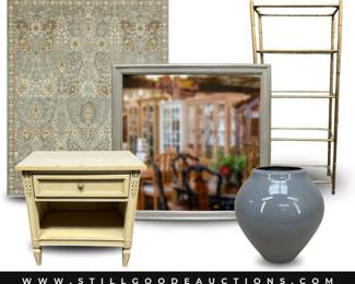 Rugs, artwork, mirrors, furniture, antiques, pottery, household decor, tools, power tools, lighting and more