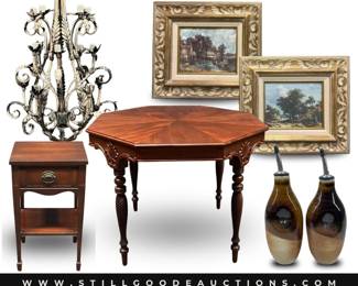 Lighting, artwork, antiques, chandeliers, household decor, tools, toys, and much more
