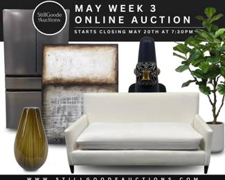 Furniture, antiques, large and small appliances, jewelry, art glass, paintings, rugs, lighting and more
