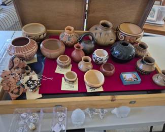 Lots of Native American pottery 