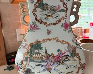 Antique Asian Rose vase. Porcelain.  