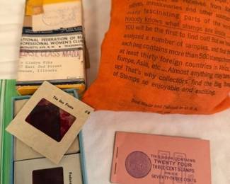 Projection slides. 35mm.  Book of stamps.