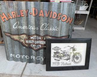 Harley - Davidson signage. Man cave decorations. 
