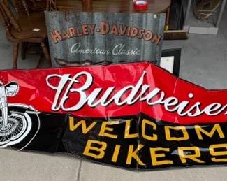 Budweiser Biker Banner. Yellow Rose bar / saloon.
