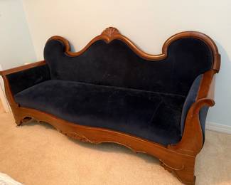 Victorian Blue Velvet Couch