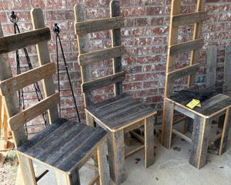Handcrafted rustic tall back chairs. Great for vendor booths