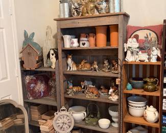 Rustic shelves with Homeco figurines 
