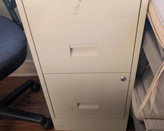 One of several two-drawer file cabinets metal