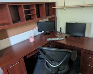 Another corner desk with hutch