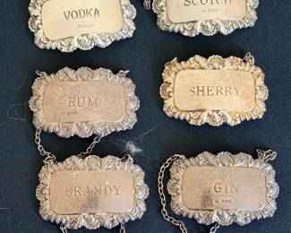 English sterling silver decanter labels