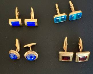 Four pairs of 14K gold cufflinks