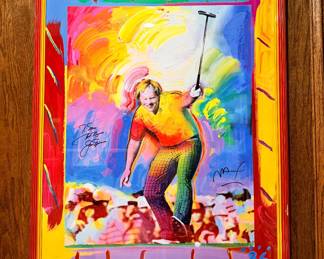 Peter Max "Jack Nicklaus"; signed by Nicklaus and the artist