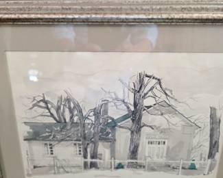 White Chapel Curch signed Water color Carol Skinner