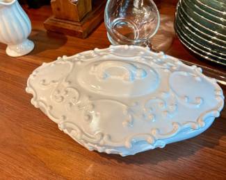 Vintage glazed white ceramic sorority covered dish delta Kappa Gamma