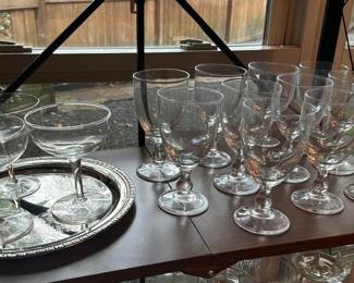 3 Coupe glasses, 10 water goblets