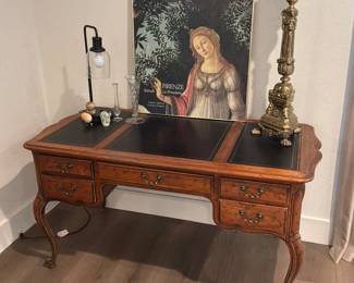 Writing desk with leather top