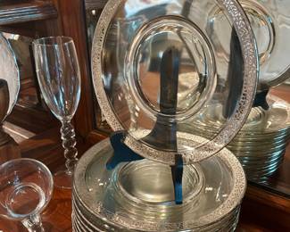 A unique item -Fostoria Renaissance platinum trim, glass salad plate