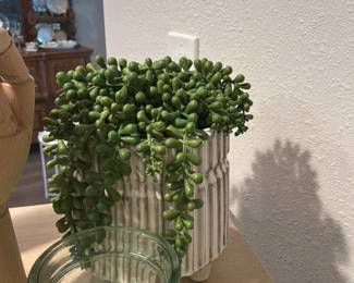 Artificial string of pearls plant in white ceramic pot