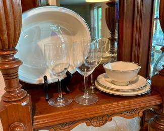Montclair Silver, China, 10 cups 18 sauce and two salad plates and one oval serving bowl