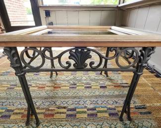 Metal, Wood, and Glass Side Table