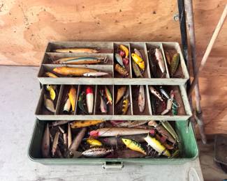 Vintage Fishing Lures with Rods & Reels