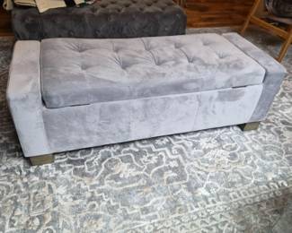 Light Grey Microfiber Tufted Storage Bench