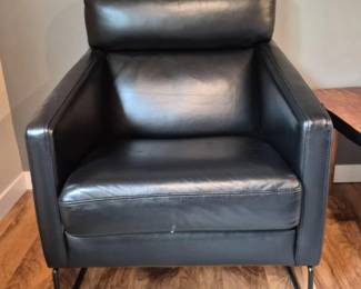 Macys Modern Black Leather Armchair