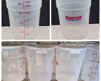 Four Cambro 22Qt Lidded Food Container Buckets