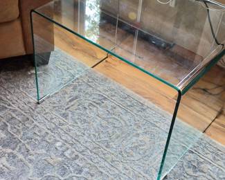 Waterfall Clear Tempered Glass End Table
