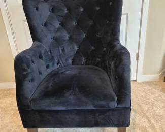 Midnight Blue Microfiber Tufted Wingback Accent Chair