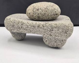 Vintage Stone Metate with Mano Grinder