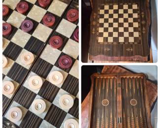 Helena Turkish Wood Inlay Backgammon Checkers