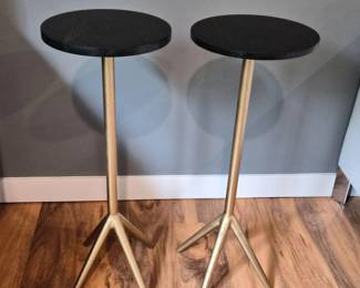 Round Marble Top Accent Table, Metal Bases (#2)