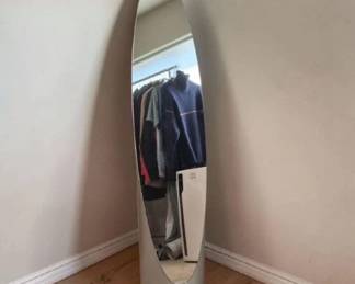 Modern Oval Floor Mirror Grey