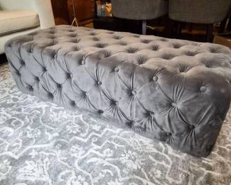 Plush Grey Microfiber Tufted Bench Seat