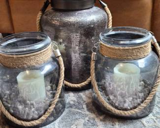 Mercury Glass Vessel Trio with Flameless Candles