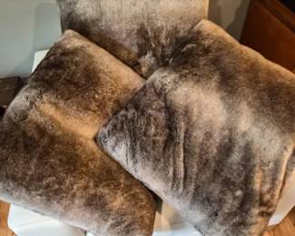 Tahari Home Faux Fur Oversized Decorative Pillow Trio