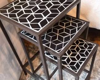 Geometric Mosaic Tile Top Plant Stand Trio
