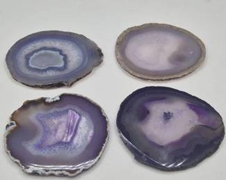 Set of 4 Natural Agate Geode Slice Coasters 