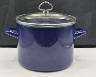 Chantal Blue Enameled 6qt Stockpot Glass Lid